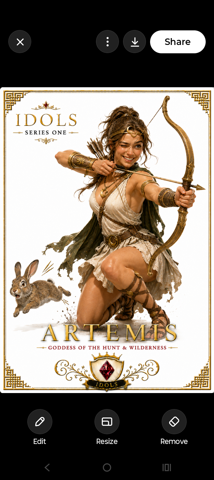 Artemis trading card